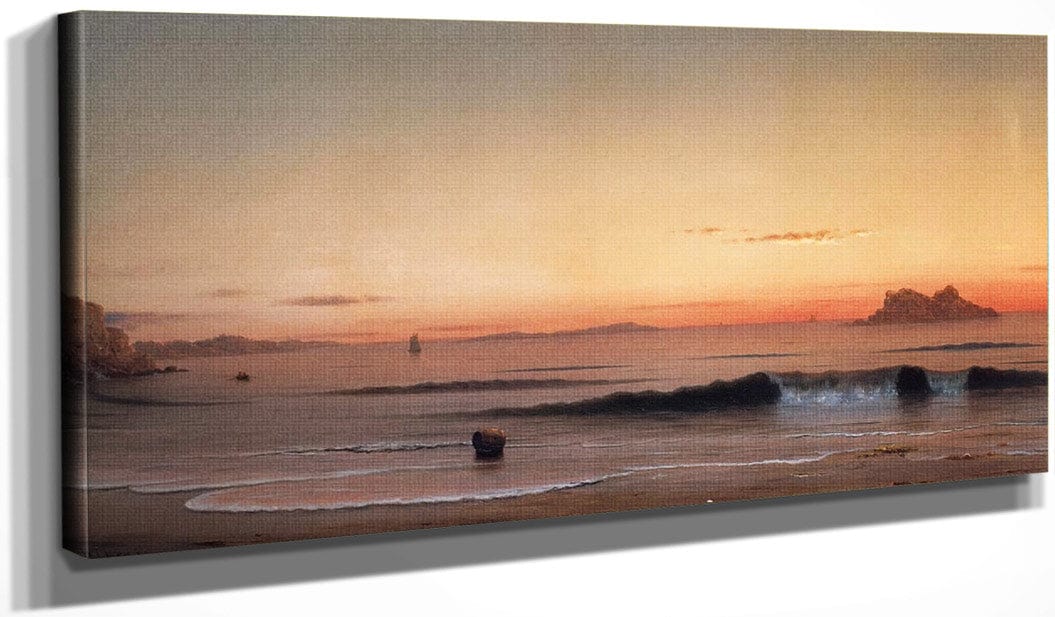 20" x 10" / Canvas Wrap Twilight Singing Beach By Martin Johnson Heade Fine Art Print