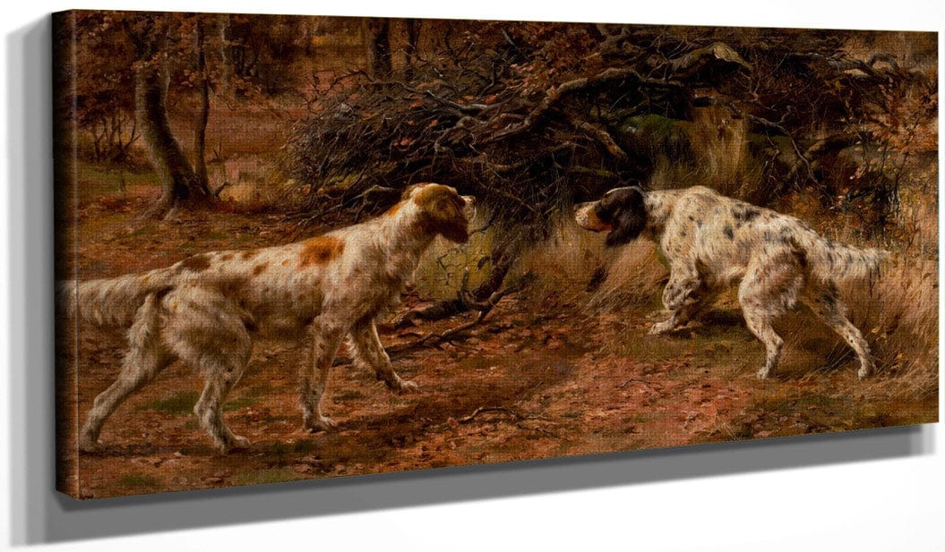 20" x 10" / Canvas Wrap Two Setters On Point By Edmund Henry Osthaus Fine Art Print