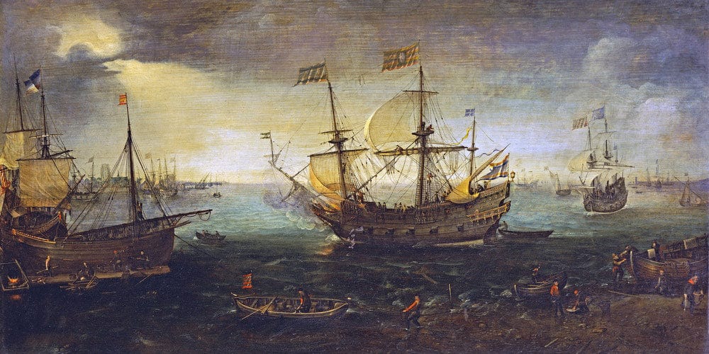 20" x 10" / Fine Art Paper 3 Master Firing A Saluted By Cornelis Claesz Van Wieringen Fine Art Print