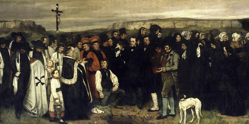20" x 10" / Fine Art Paper A Burial At Ornans Un Enterrement A Ornans By Gustave Courbet Fine Art Print