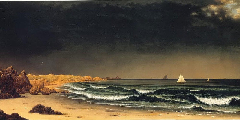20" x 10" / Fine Art Paper Approaching Storm Beach Near Newport By Martin Johnson Heade Fine Art Print