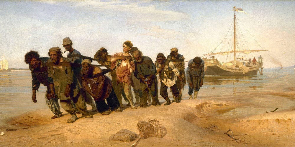 20" x 10" / Fine Art Paper Barge Haulers On The Volga 1873 By Ilya Repin Fine Art Print