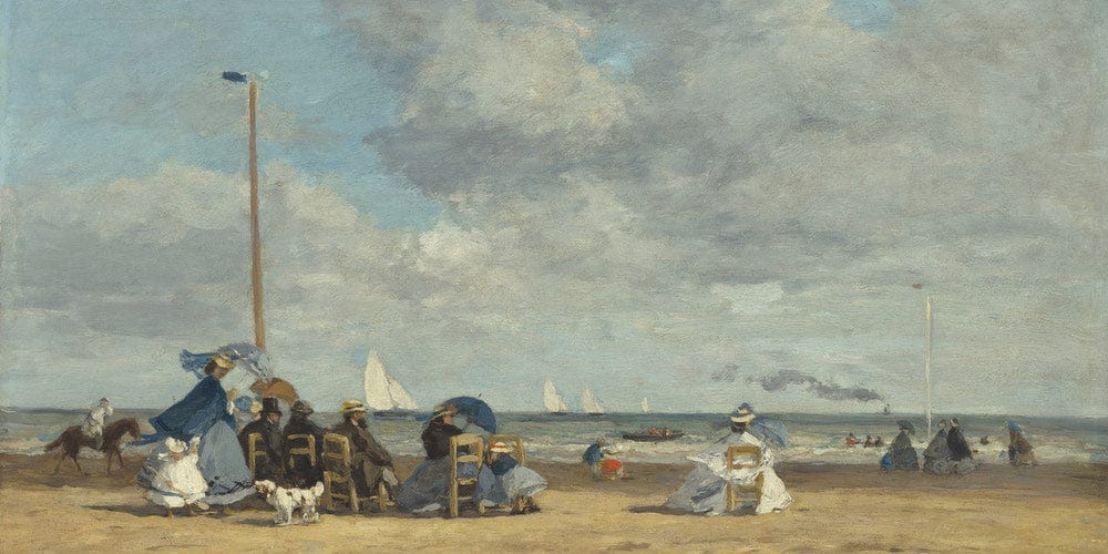 20" x 10" / Fine Art Paper Beach At Trouville 1 By Eugene Boudin Fine Art Print