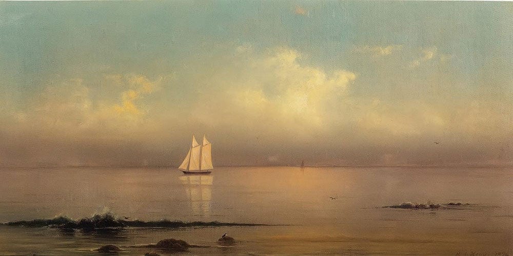20" x 10" / Fine Art Paper Becalmed Long Island Sound By Martin Johnson Heade Fine Art Print