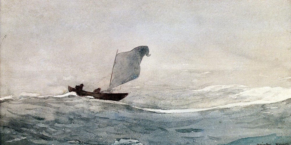 20" x 10" / Fine Art Paper Blown Away By Winslow Homer Fine Art Print