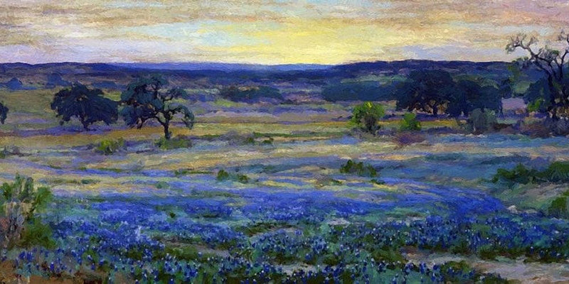 20" x 10" / Fine Art Paper Bluebonnets At Dusk By Julian Robert Onderdonk Fine Art Print