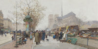 20" x 10" / Fine Art Paper Bouquinistes On Le Quai De Tournelle Paris By Eugene Galien Laloue Fine Art Print