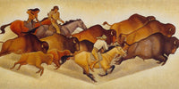 20" x 10" / Fine Art Paper Buffalo Hunt By Maynard Dixon Fine Art Print