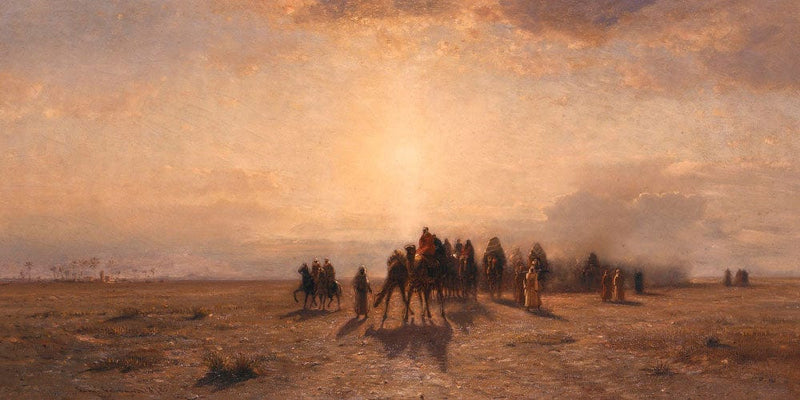 20" x 10" / Fine Art Paper Caravan In The Desert By Colman Samuel Fine Art Print