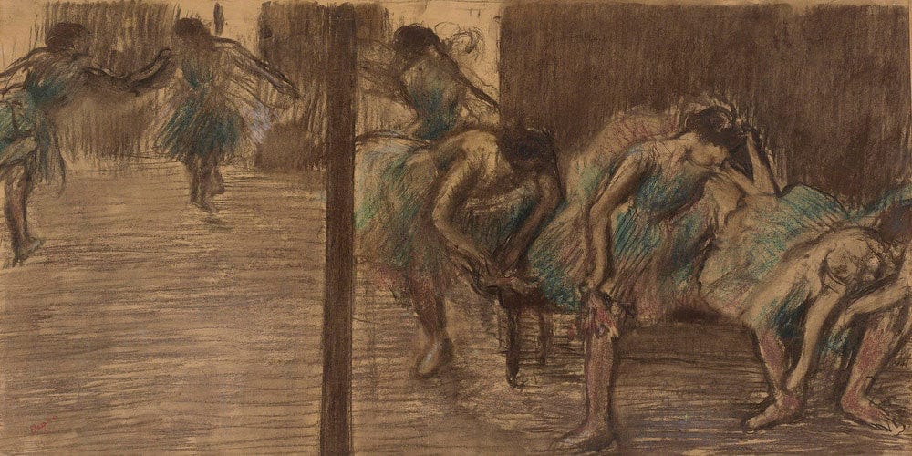 20" x 10" / Fine Art Paper Dancers In The Rehearsal Room By Edgar Degas Fine Art Print
