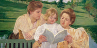 20" x 10" / Fine Art Paper Family Group Reading By Cassatt Mary Fine Art Print