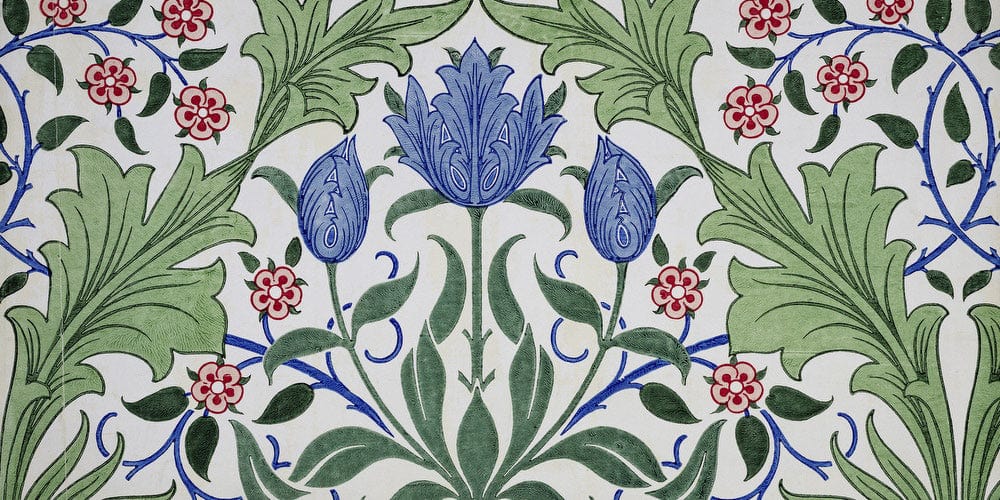 20" x 10" / Fine Art Paper Floral Wallpaper Design With Tulips By William Morris Fine Art Print