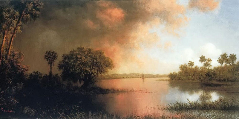 20" x 10" / Fine Art Paper Florida River Scene By Martin Johnson Heade Fine Art Print