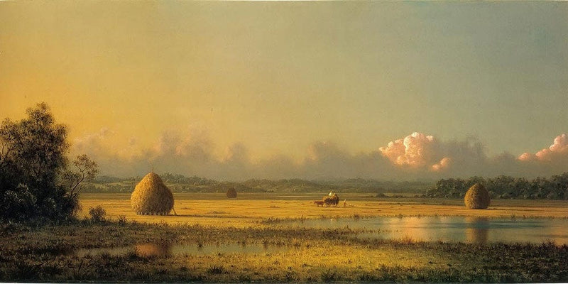 20" x 10" / Fine Art Paper Hayfields A Clear Day By Martin Johnson Heade Fine Art Print