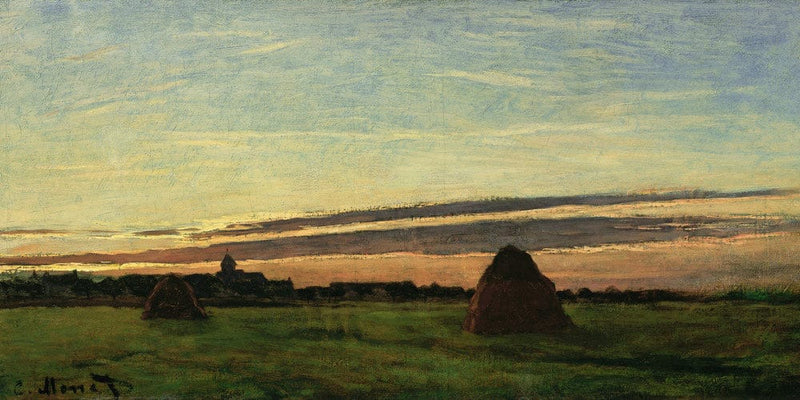 20" x 10" / Fine Art Paper Haystacks At Chailly By Claude Monet Fine Art Print