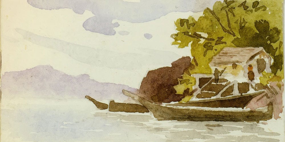 20" x 10" / Fine Art Paper Indian Canoes By In By Harbour By Ii By Emily Carr Fine Art Print