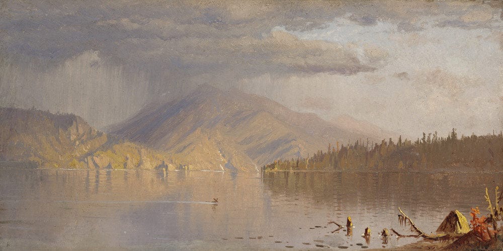 20" x 10" / Fine Art Paper Lake Scene (Possibly A Rainy Day On Lake Kenogamy), C. 1878 By Sanford Robinson Gifford Fine Art Print