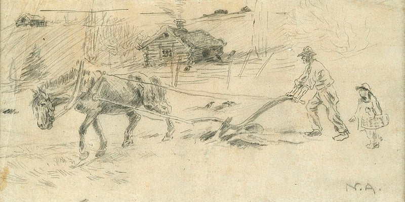 20" x 10" / Fine Art Paper Man Plowing (Also Known As Ploughman) By Nicolai Astrup Fine Art Print