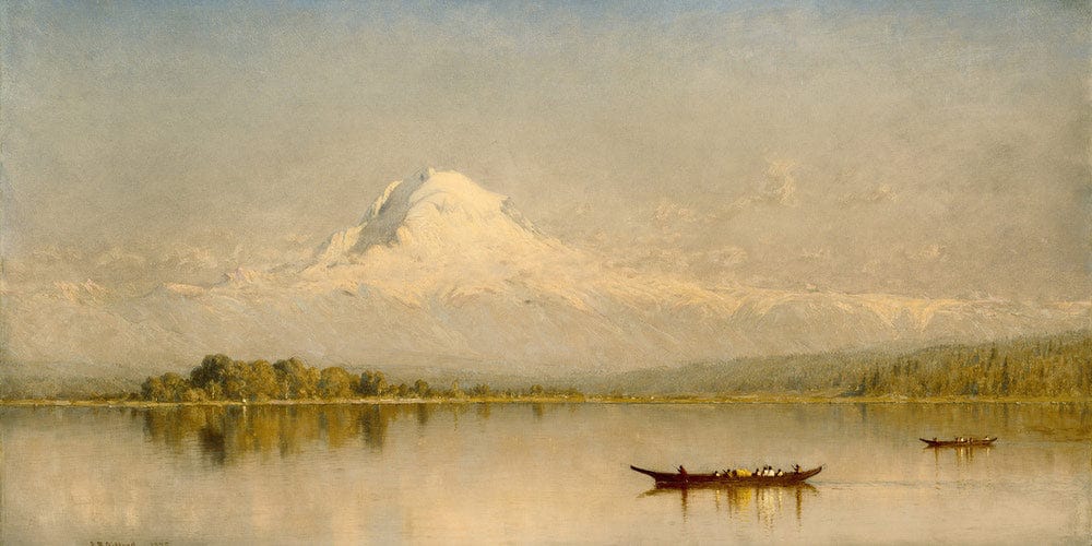 20" x 10" / Fine Art Paper Mount Rainier, Bay Of Tacoma  Puget Sound By Sanford Robinson Gifford Fine Art Print