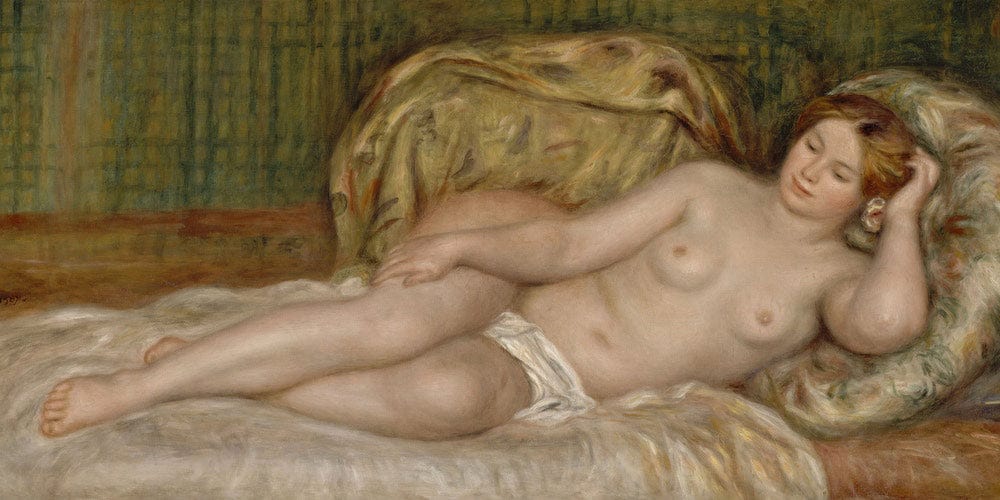 20" x 10" / Fine Art Paper Nude On Cushions, Also Called Large Nude (Nu Sur Les Coussins, Dit Aussi Grand Nu) By Pierre Auguste Renoir Fine Art Print