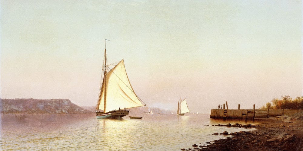 20" x 10" / Fine Art Paper October On The Hudson By Francis Augustus Silva Fine Art Print