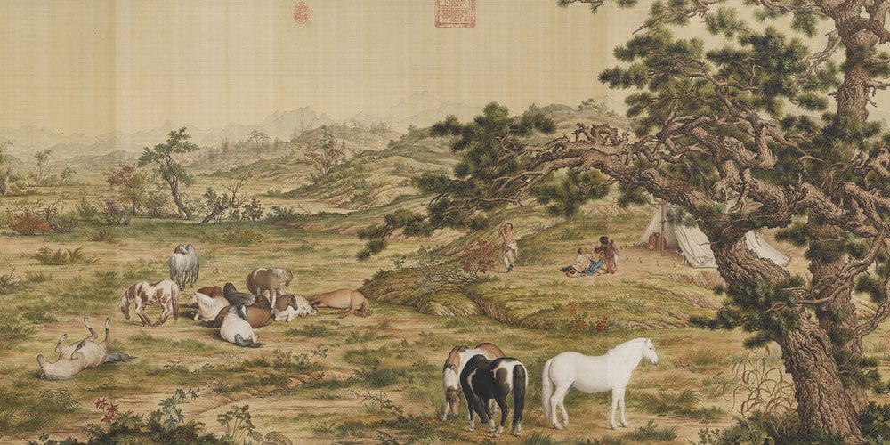 20" x 10" / Fine Art Paper One Hundred Horses Detail 5 1728 By Giuseppe Castiglione Fine Art Print