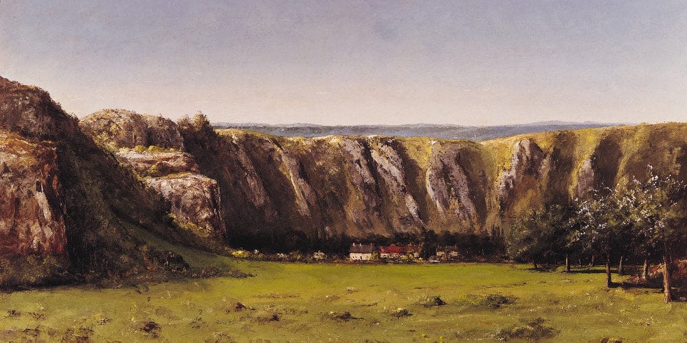 20" x 10" / Fine Art Paper Rocky Landscape Near Flagey By Jean Desire Gustave Courbet Fine Art Print