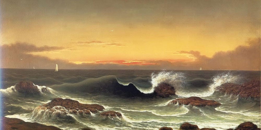 20" x 10" / Fine Art Paper Seascape Sunrise By Martin Johnson Heade Fine Art Print
