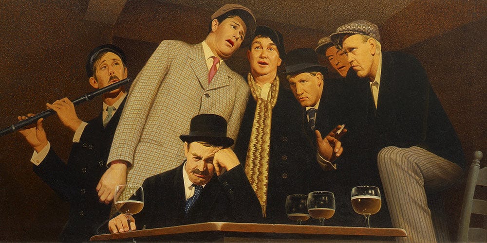 20" x 10" / Fine Art Paper Sentimental Ballad By Grant Wood Fine Art Print