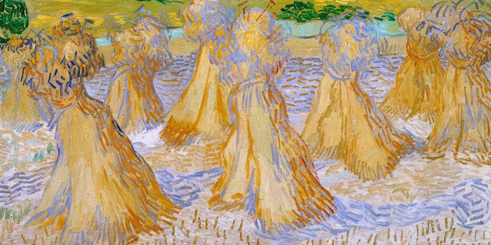 20" x 10" / Fine Art Paper Sheaves Of Wheat By Vincent Van Gogh Fine Art Print