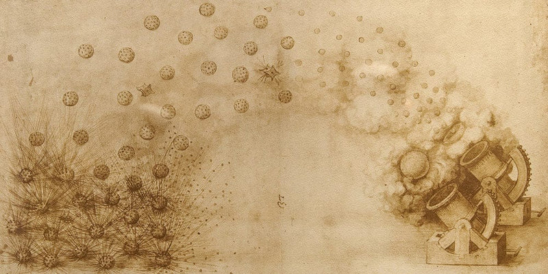 20" x 10" / Fine Art Paper Sketch Of A Mortar For Fragmentation Bombs By Leonardo Da Vinci Fine Art Print