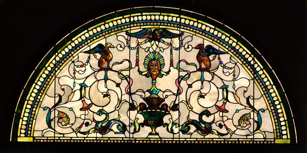 20" x 10" / Fine Art Paper Stained Glass Lunette From The Cornelius Vanderbilt Ii House New York By John La Farge Fine Art Print