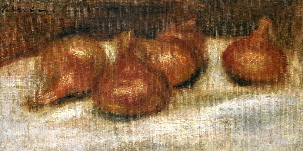 20" x 10" / Fine Art Paper Still Life With Onions By Pierre Auguste Renoir Fine Art Print