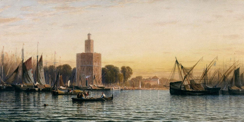 20" x 10" / Fine Art Paper The Harbor Of Seville By  Colman Samuel Fine Art Print