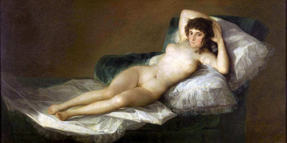 20" x 10" / Fine Art Paper The Nude Maja By Francisco De Goya Fine Art Print