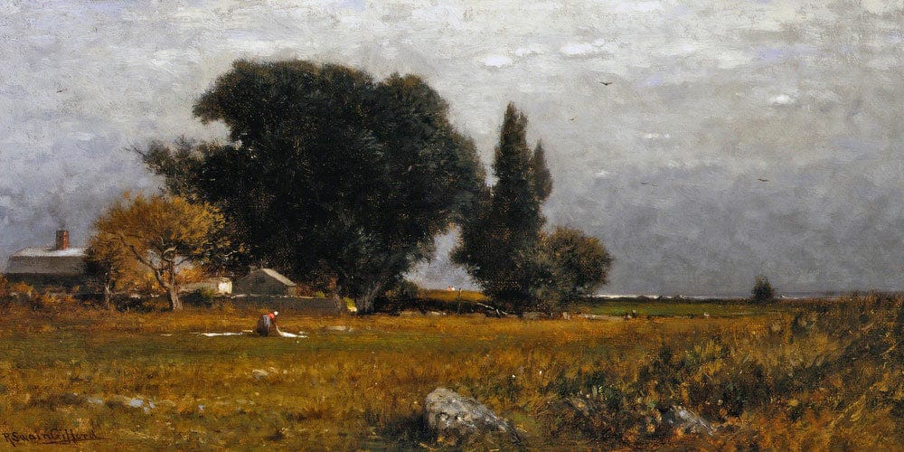 20" x 10" / Fine Art Paper Trees And Meadow By Ryder, Albert Pinkham Fine Art Print