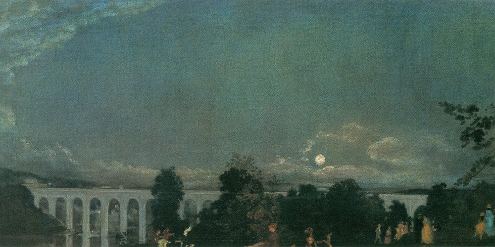 20" x 10" / Fine Art Paper Twilight On The Harlem 1907 By Arthur B Davies Fine Art Print