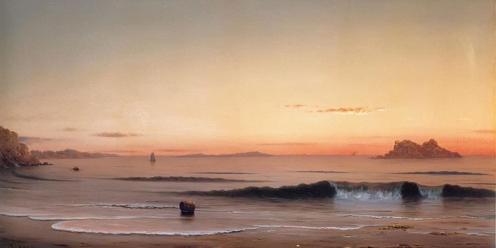 20" x 10" / Fine Art Paper Twilight Singing Beach By Martin Johnson Heade Fine Art Print
