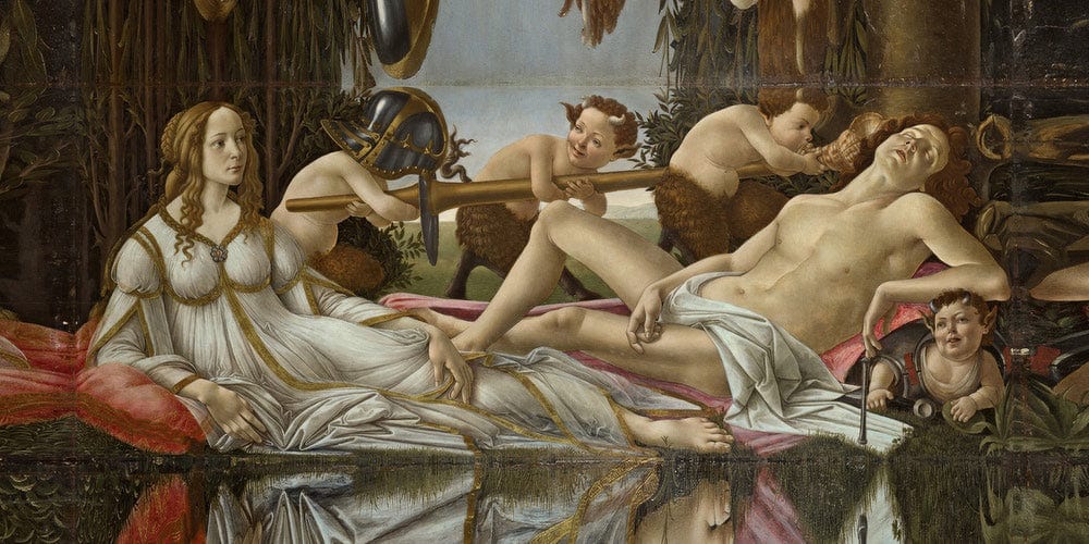 20" x 10" / Fine Art Paper Venus And Mars By Sandro Botticelli Fine Art Print