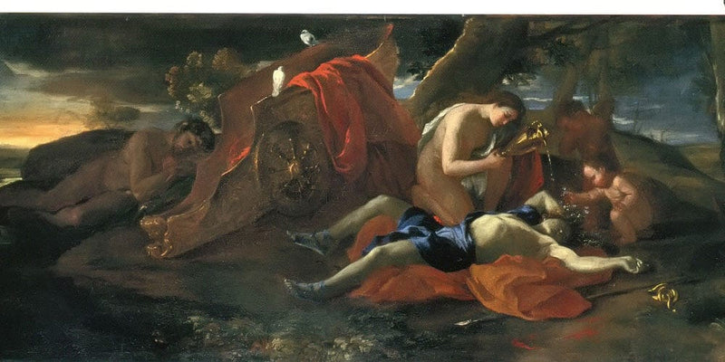 20" x 10" / Fine Art Paper Venus Weeping Ver Adonis By Nicholas Poussin Fine Art Print