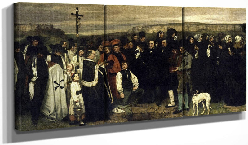 48" x 24" / Split Canvas A Burial At Ornans Un Enterrement A Ornans By Gustave Courbet Fine Art Print