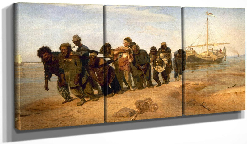 48" x 24" / Split Canvas Barge Haulers On The Volga 1873 By Ilya Repin Fine Art Print