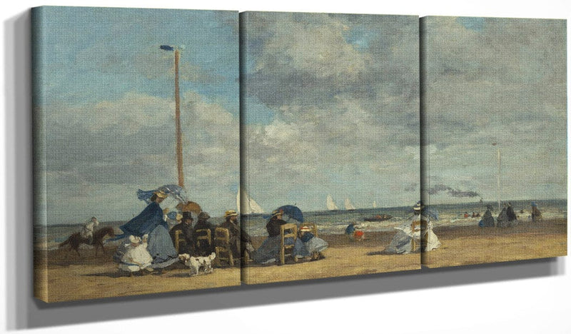 48" x 24" / Split Canvas Beach At Trouville 1 By Eugene Boudin Fine Art Print