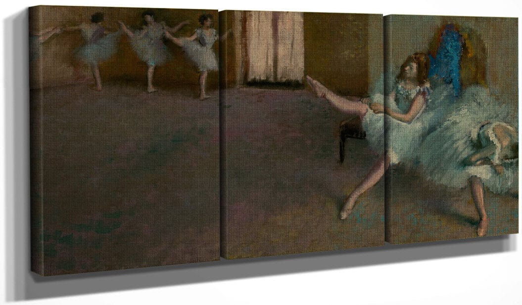 48" x 24" / Split Canvas Before The Ballet By Edgar Degas Fine Art Print