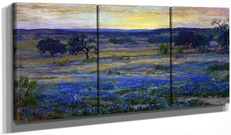 48" x 24" / Split Canvas Bluebonnets At Dusk By Julian Robert Onderdonk Fine Art Print