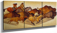 48" x 24" / Split Canvas Buffalo Hunt By Maynard Dixon Fine Art Print