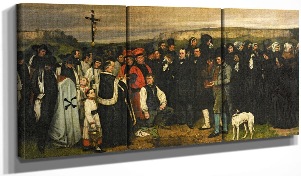 48" x 24" / Split Canvas Burial At Ornans By Jean Desire Gustave Courbet Fine Art Print