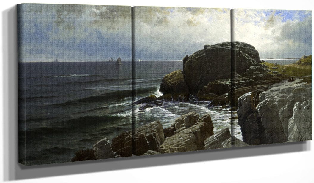 48" x 24" / Split Canvas Castle Rock, Marblehead By Alfred Thompson Bricher Fine Art Print