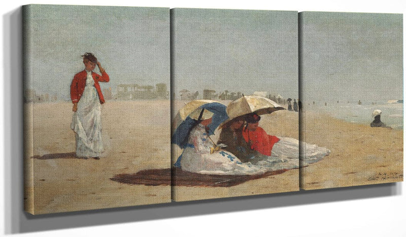 48" x 24" / Split Canvas East Hampton Beach, Long Island By Winslow Homer Fine Art Print