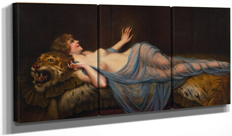 48" x 24" / Split Canvas Femme Au Tigre By Francis Martin Kavel Fine Art Print